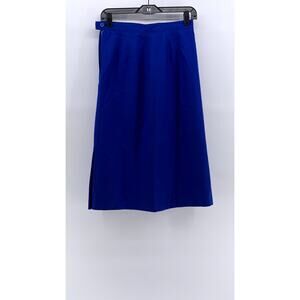 H.W. LTD Women's Royal Blue Wool A-Line Midi Skirt SZ 8